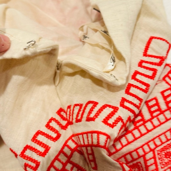 THML CREAM WITH RED EMBROIDERY SKIRT BOHO SIDE ZIP SIZE M NWT! - Picture 5 of 7